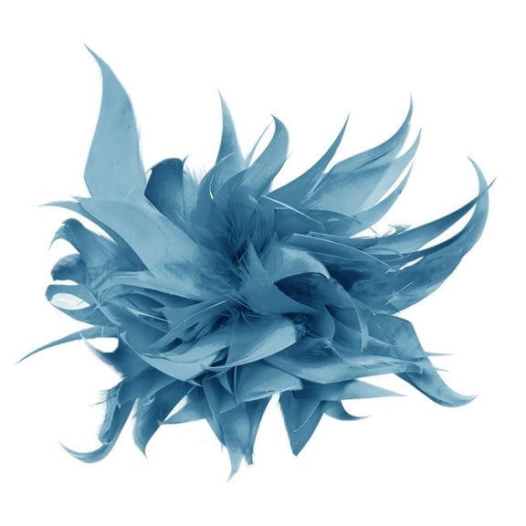 Feather Brooch Pin - Multi-Functional Fluffy Plumage Corsage for Suits, Hats, Bags, Hair & Costume Decoration (Navy Blue)