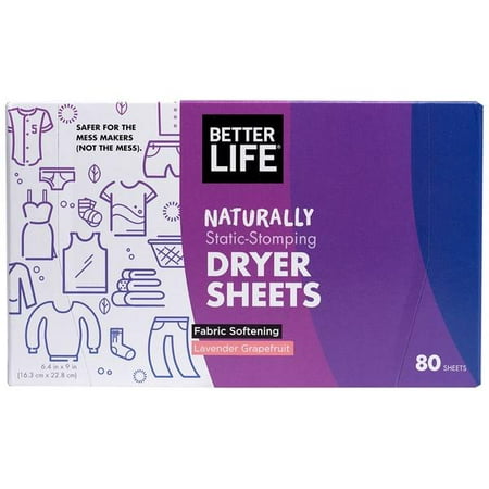 Better Life Natural Dryer Sheets, Lavender Grapefruit, 80