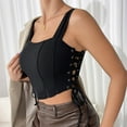 thumbnail image 5 of Camisole Tops for Women, Women's Vintage Laceup Side Corset Tops Push Up Camisole Going Out Sleeveless Slim Fit Crop Bustier Shirts, 5 of 9