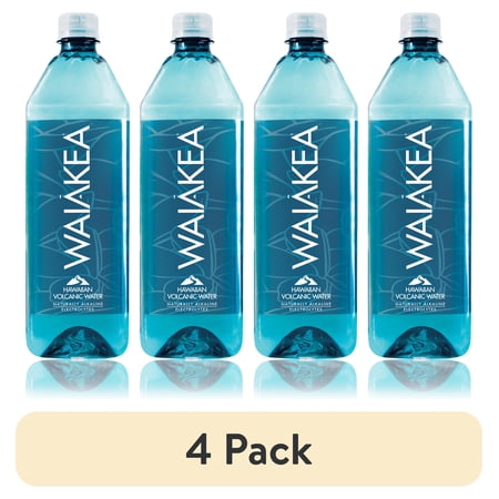 (4 pack) Waiakea Hawaiian Volcanic Alkaline Waters, 33.8 Fl Oz, Bottle