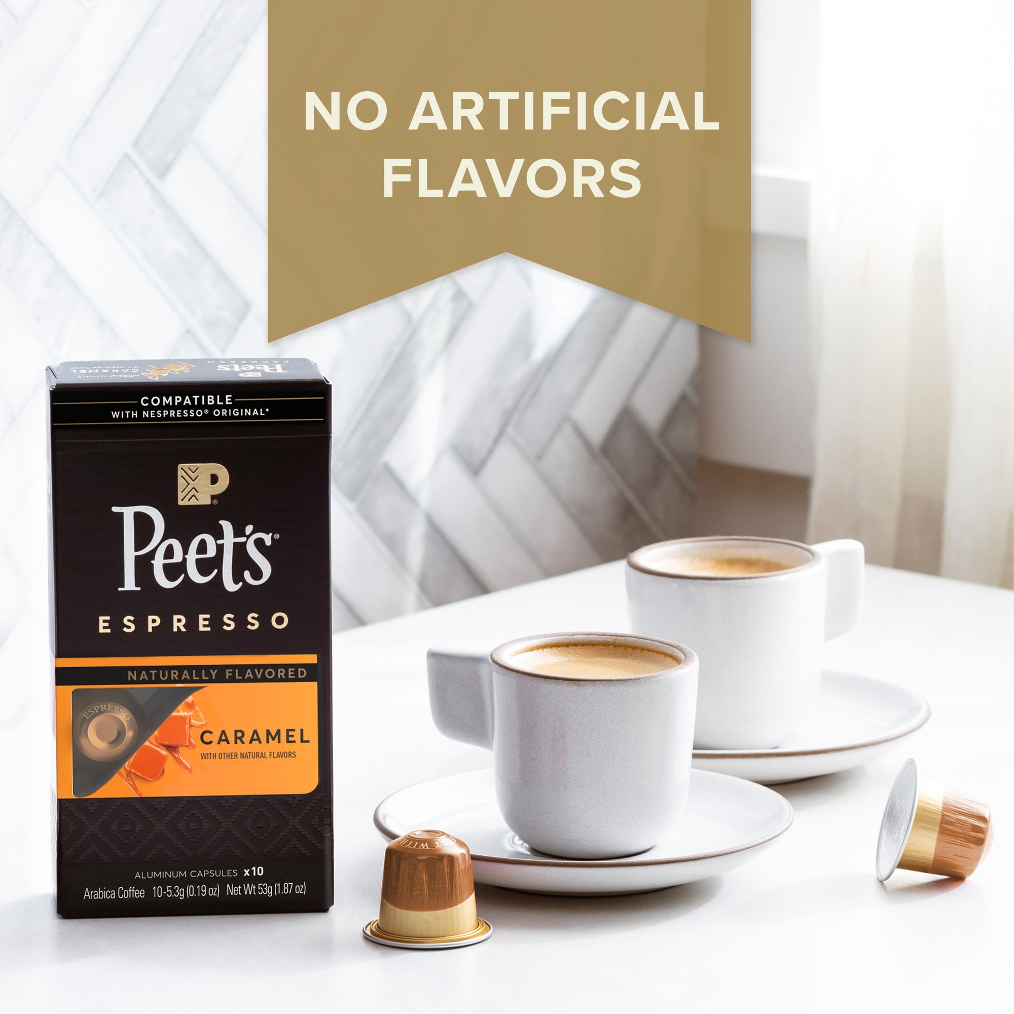 Peet's Coffee - Cápsulas de café espresso descafeinado Ristretto Intensity  9, cápsulas de café de una sola taza, compatibles con cafeteras Nespresso