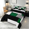 thumbnail image 3 of Manfei Abstract Grid Queen Comforter Set, Forest Green Checkered Comforter Sets Queen, Black Reversible 3pcs, 1 Comforter and 2 Pillowcases, 3 of 6
