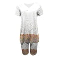 thumbnail image 4 of Cyber_Monday Deals Summer Savings Clearance Sets! Xihbxyly 2 Piece Shorts Set for Women, Women's Tie-Dye Set Two-Piece Outfits V-Neck Blouse Short Sleeve Tops T Shirts Shorts Set White L, 4 of 4