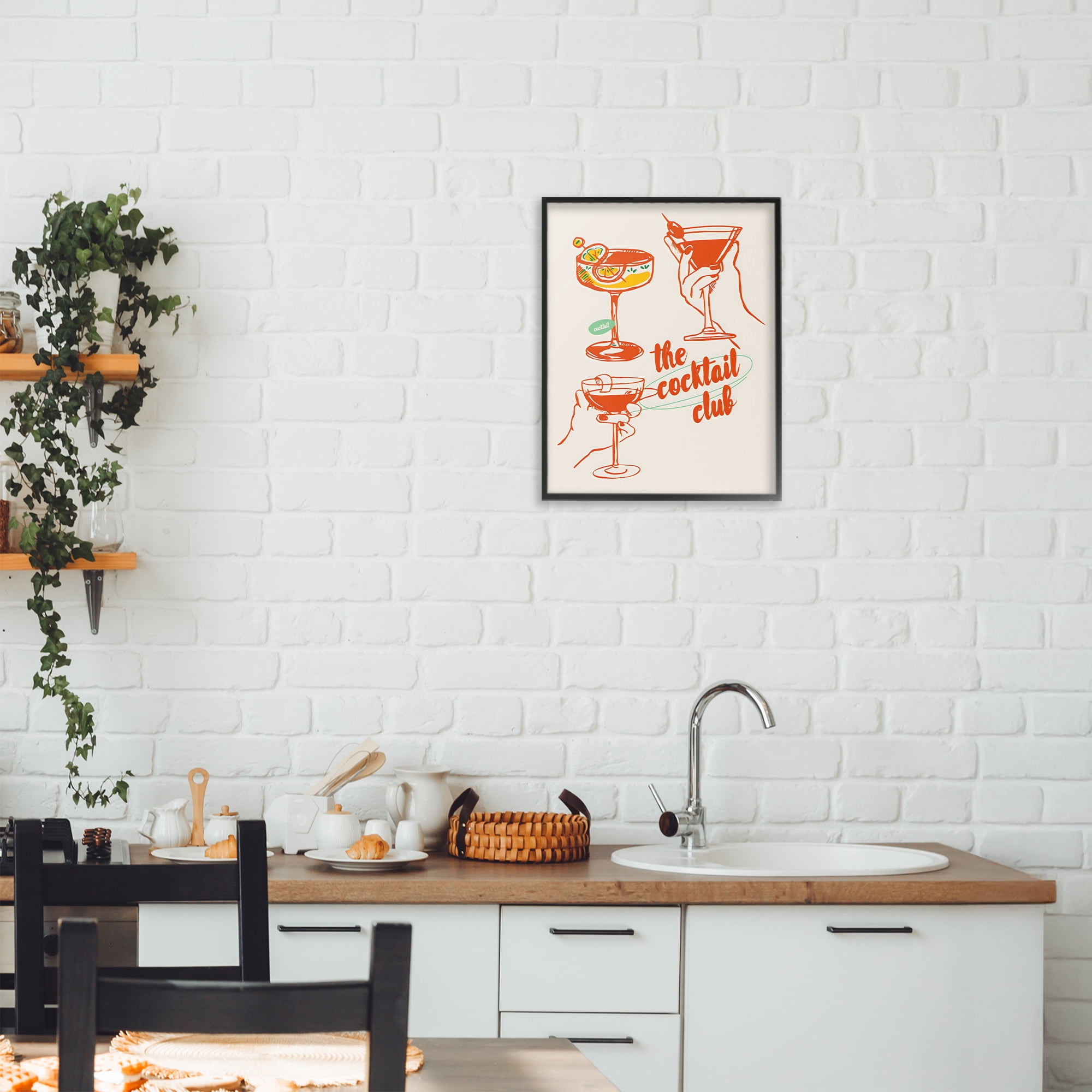 Stupell Industries Cocktail Club Toasting Glasses Black Framed Giclee Art, design by The Prints Vibe