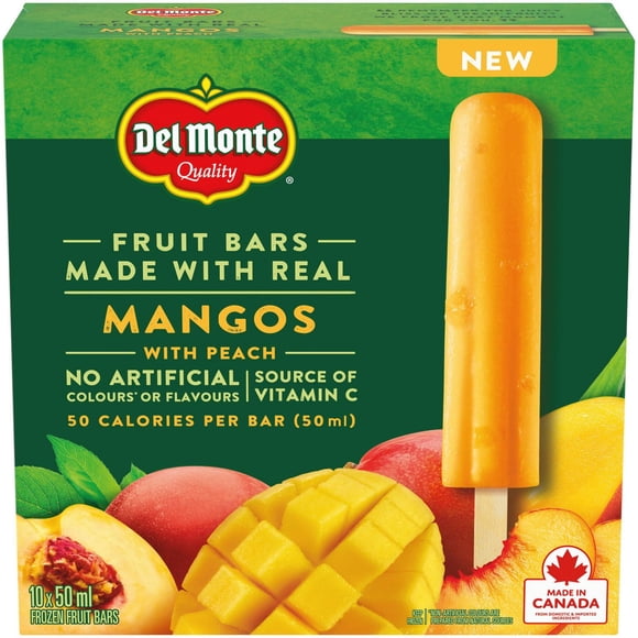 DEL MONTE Barres glacées aux fruits, faites de vraie mangue, 50 calories par portion 10 x 50 ml