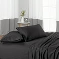 thumbnail image 2 of CCNY Alberta King Size Egyptian Cotton Bed Sheets 600 TC 4pc Sheet Set Dark Grey Striped 15 Inch Deep Pocket, 2 of 6