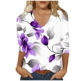 thumbnail image 2 of Xdegoge Womens Plus Size Clearance $5 Womens 3/4 Sleeve T Shirts Trendy V Neck T Shirts Floral Summer Tunic Ladies Tops Elegant Dressy Casual Blouses Fashion Vacation Tee Shirts Ropa Mujer, 2 of 4