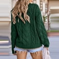 thumbnail image 4 of WTOBBY Women's Loose Winter Knitted Fashion Casual Pullover Sweater, Cozy Long Sleeve Top for Fall and Winter, Comfortable and Stylish Everyday Outfit,Dark Green L, 4 of 6