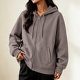 thumbnail image 4 of yillto Womens Coat Hooded Casual Sweatshirt Lightweight Zip up Fall Loose Drawstring Jackets with Pockets, 4 of 7