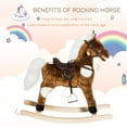 thumbnail image 6 of Qaba Kids Metal Plush Ride-On Rocking Horse Chair Toy With Nursery Rhyme Music - Dark Brown, 6 of 10