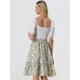 thumbnail image 4 of Falda Floral Fluida Con Volantes En El Dobladillo Para Mujer Blanco Amarillo M, 4 of 6
