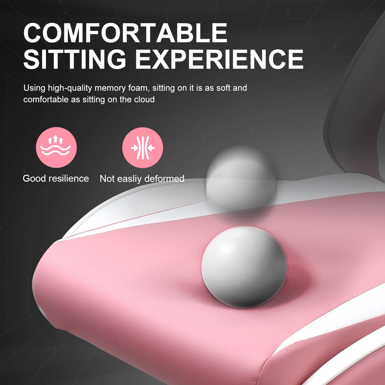 GTPLAYER Gaming Chair with Footrest PU Leather Office Chair with Adjustable Headrest, Pink