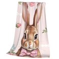 Adorable Bunny with Floral Charm Flannel blanket, soft blanket gift