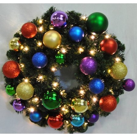 - Queens of Christmas Pre-Lit Sequoia Wreath Decorated with Royal Ornament