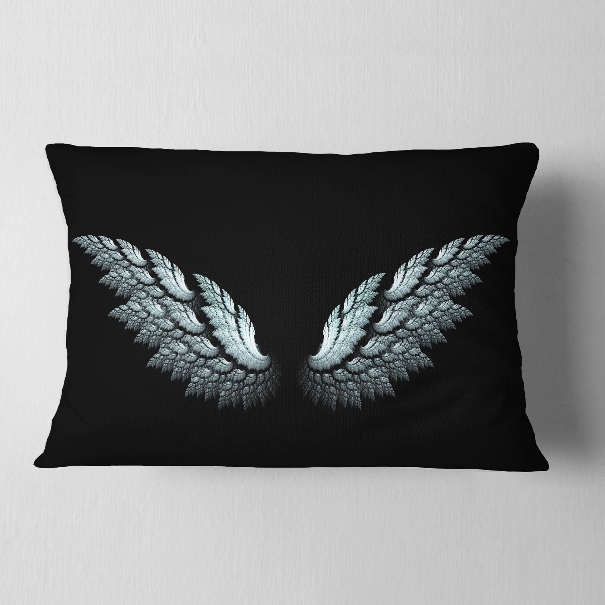 Designart 12" x 20" Black Polyester Throw Pillow