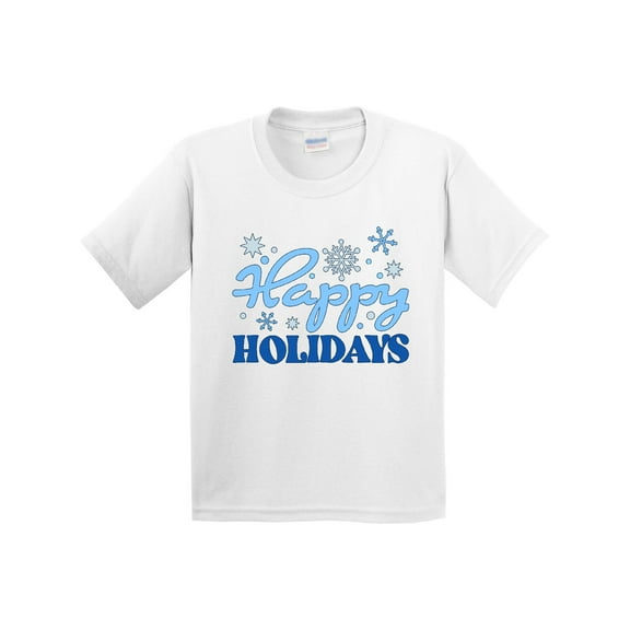 Inktastic Happy Holidays Blue Snowflakes Youth T-Shirt