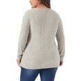 thumbnail image 3 of Agnes Orinda Women's  Plus Size  V Neck Long Sleeve Basic Ribbed Pitted Brushed Casual Tunic Blouse 2X Beige Brown, 3 of 6
