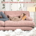 thumbnail image 4 of MAYEERTY 133.8in 3-Seater Chenille Sectional Sofa Modular Deep Seat Sofa Couch for Living Room, Apartment, Studio, Office, Pink, 4 of 11