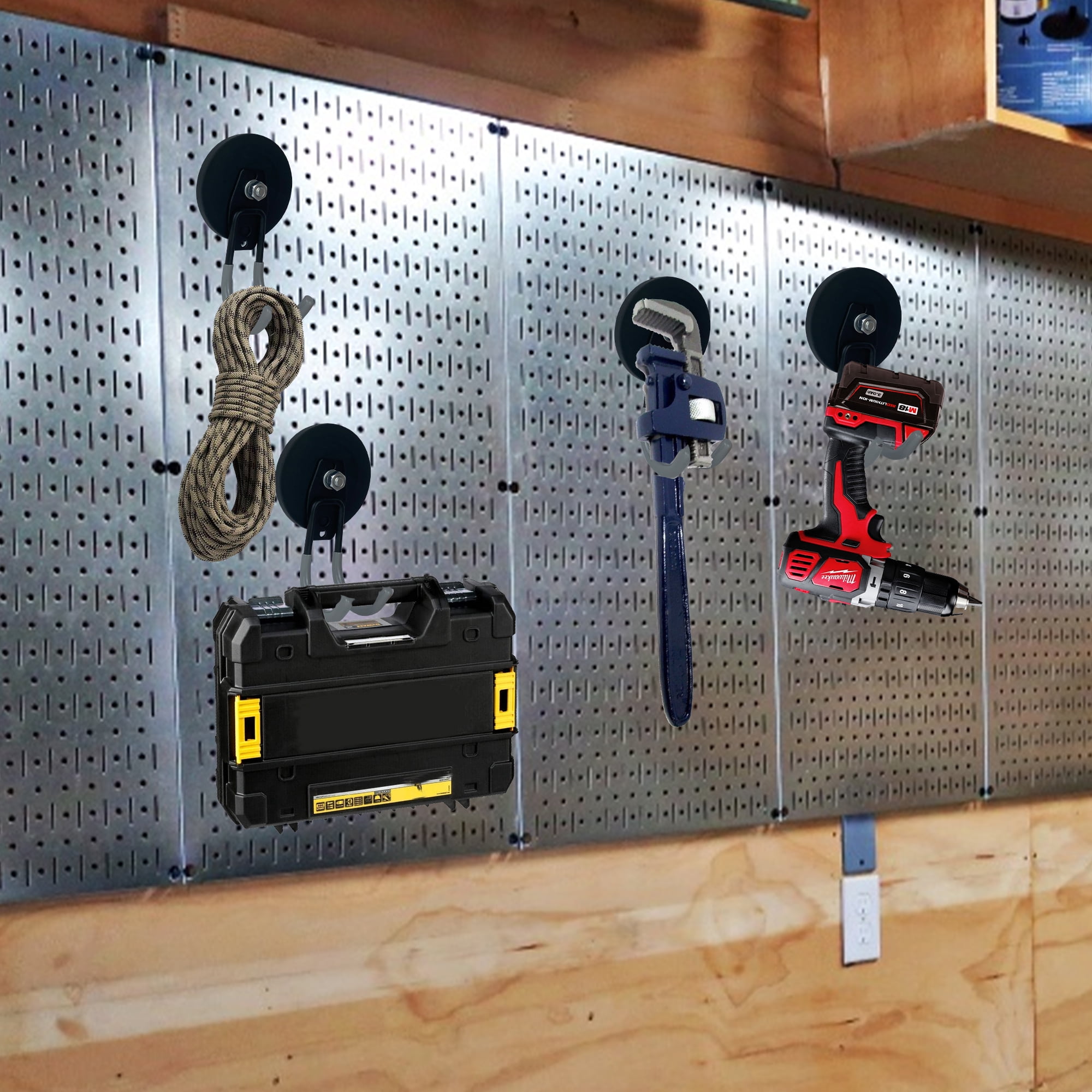 TSUYA Heavy Duty Large Garage Magnet Hooks, Strong Storage Utility Magnetic Hooks with Anti-Slip Coating for Indoor & Outdoor Hanging (D88 Base, Gray Round Hook)