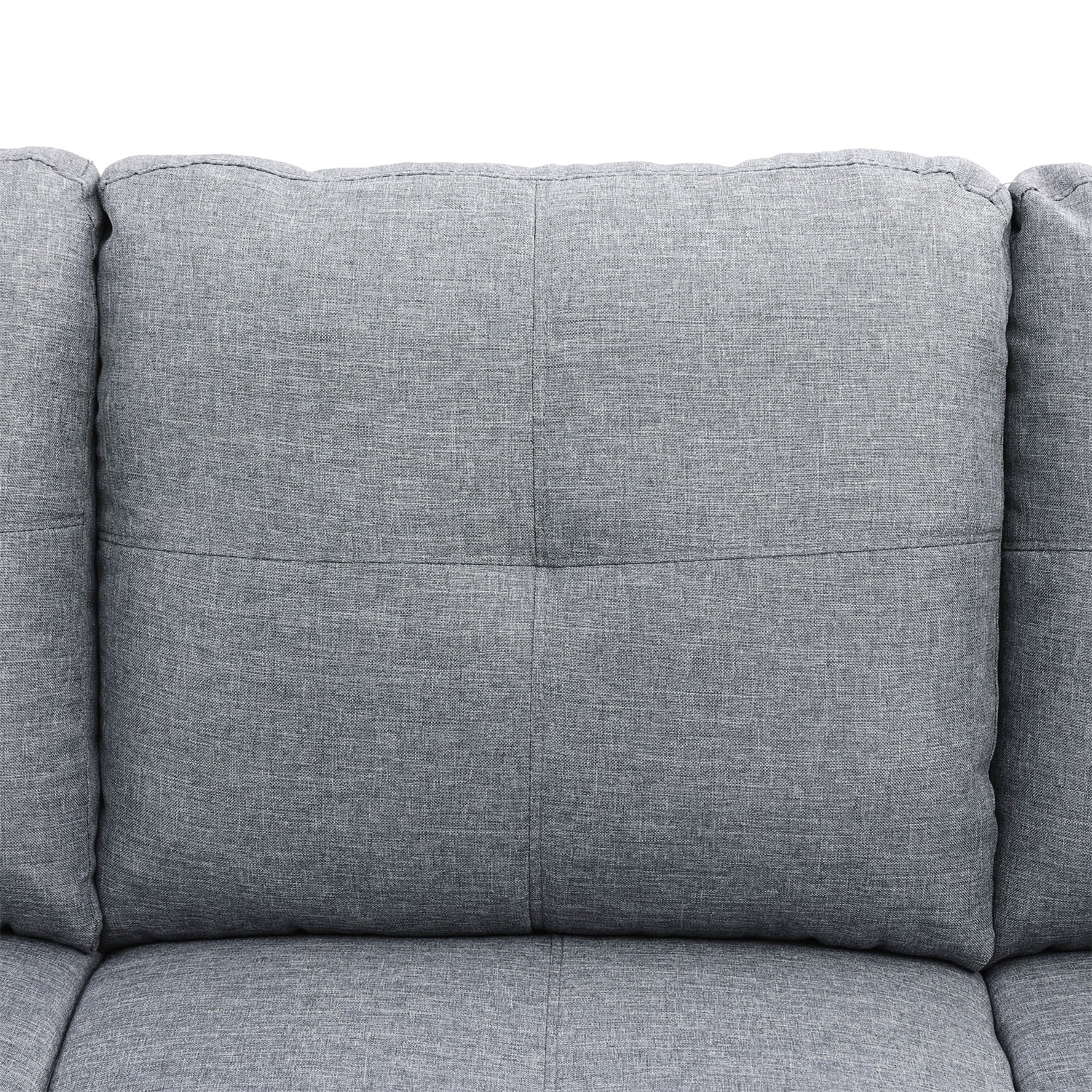 Hommoo Modern 4-seat Linen Sectional Couch Sofa, L Shaped Living Room Furniture Sets Sectional Couches and Sofas, Gray(No Ottoman)