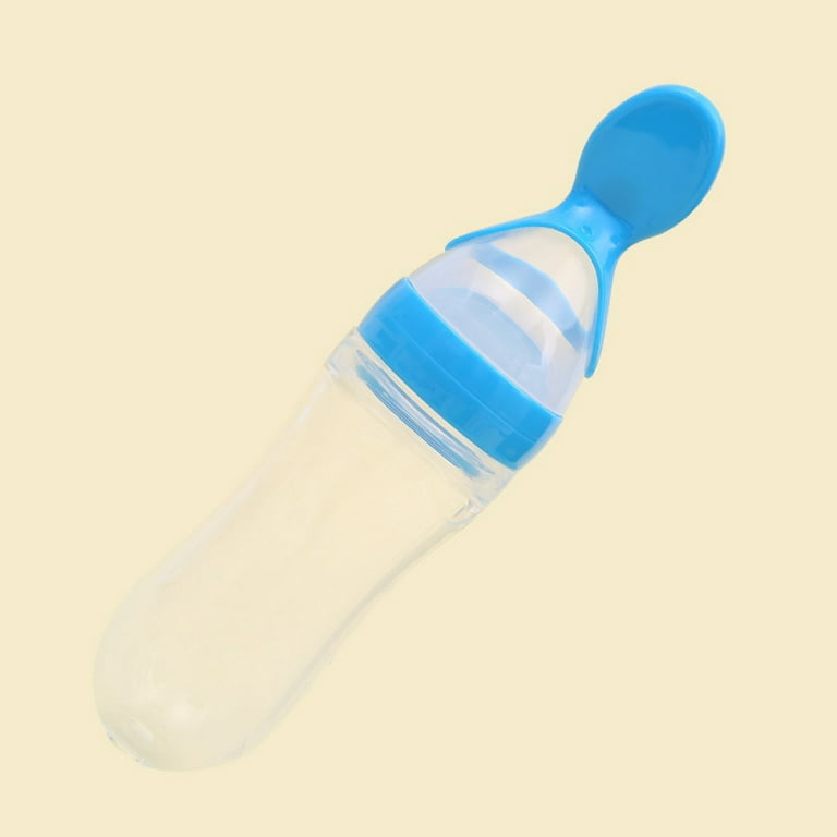 Amerteer Silicone Baby Food Dispensing Spoon - Squeeze Feeder with Spoon - Spoon Bottle for Baby - Baby Spoon Feeder Bottle Baby Solid Food Feeder (