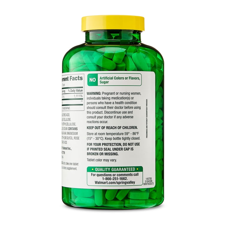 2 pack) Spring Valley Vitamin C with Rose Hips, 1000 mg, 500 Count
