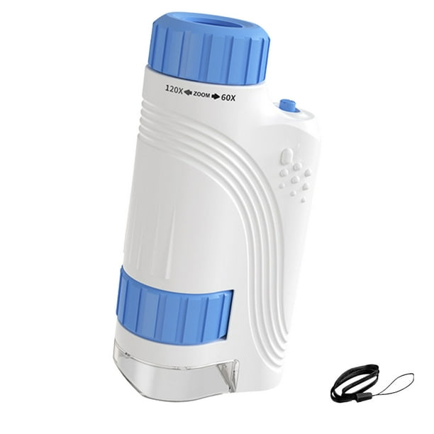 Mini telescopio de bolsillo para niños, portátil, educativo, con luz LED, 60x y 120x