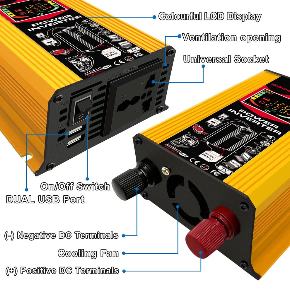 Details about   Solar Inverter DC AC Inverter Voltage Transformer Converter LED for Car Home 