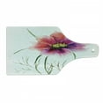 thumbnail image 1 of Watercolor Cutting Board, Colored Flower Blossom Nature Spring Revival of Life Illustration, Tempered Glass Cutting and Serving Board, Wine Bottle Shape, Dark Green Fuchsia Red, by Ambesonne, 1 of 1