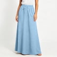 thumbnail image 4 of Juesizh Maxi Skirt for Women Drawstring Elastic Waist Skirt Summer Loose Solid Color Pocket Flowy Skirt, S-2XL, 4 of 7
