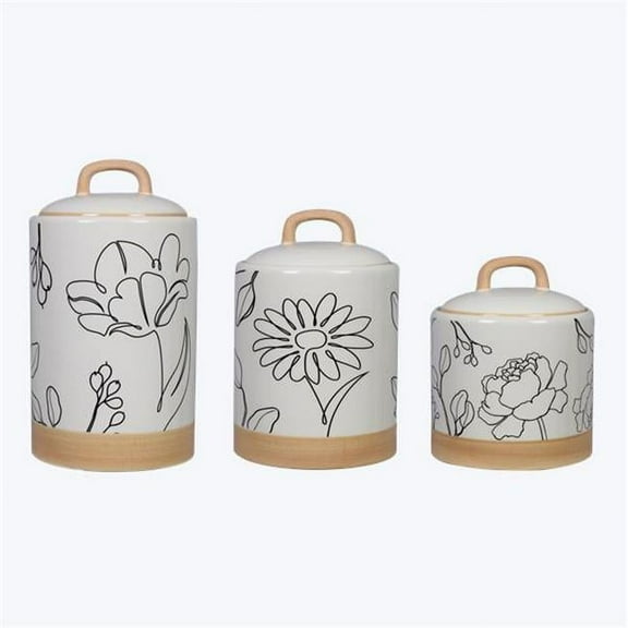 Youngs 21974 9.5 in. Ceramic Human Nature Canister - Set of 3
