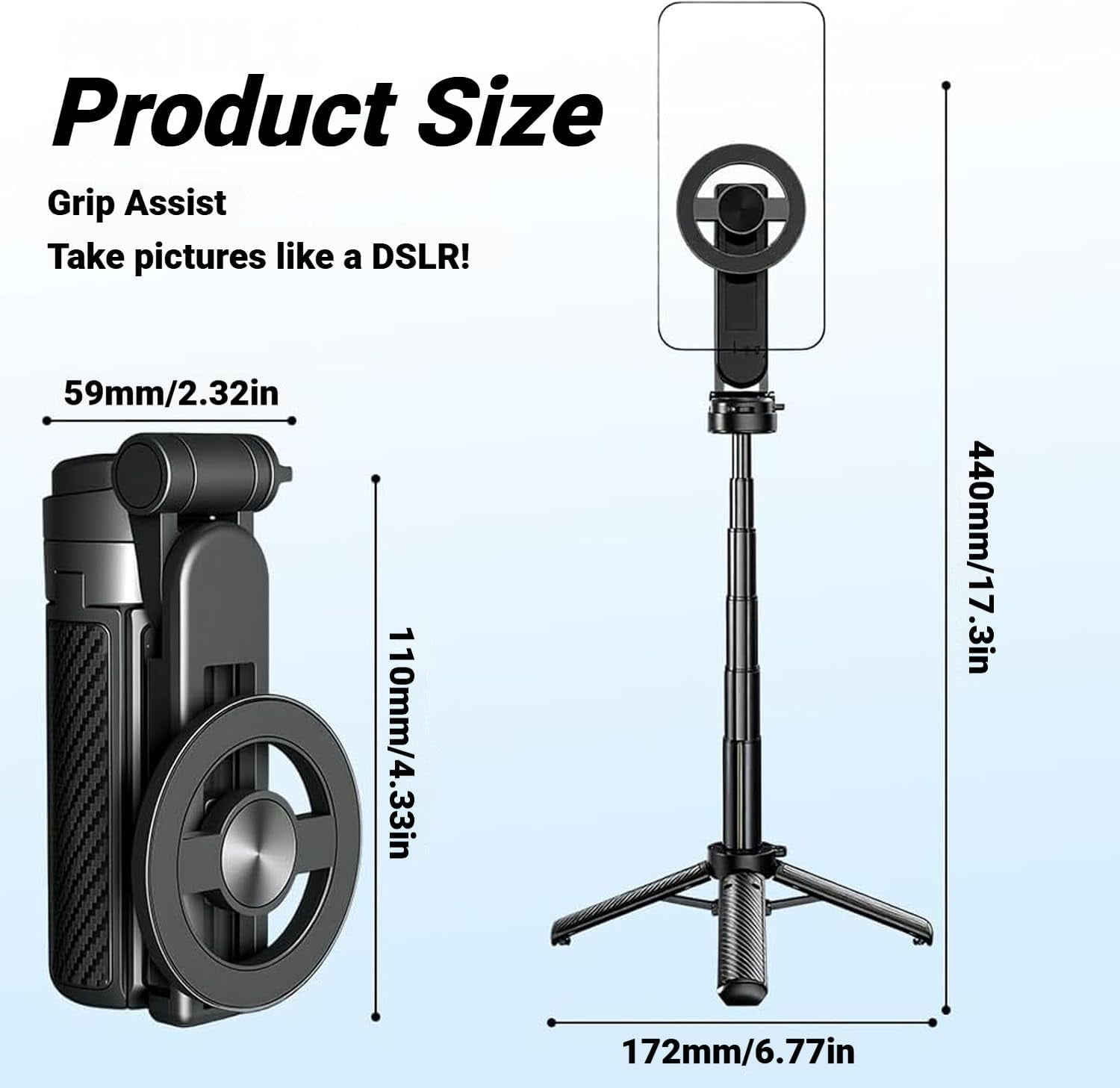 2026 New Magnetic Pocket Selfie Stick, 4-in-1 Multifunctional 360° Rotation Magnetic Selfie Stick, Portable Phone Tripod Stand with Wireless Remote for IPhone & Android, Video Recording