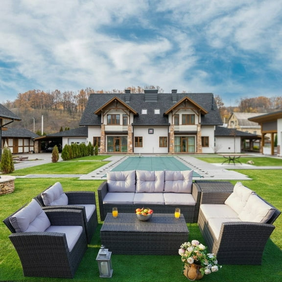 Martinka Outdoor Garden 6-Piece Rattan Wicker Sectional Set