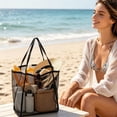 thumbnail image 6 of onlyliua Breathable Mesh Beach Tote Bag Large Capacity Transparent Net Shoulder Shopper Reusable Grocery and Travel Carryall Lightweight Washable Foldable for Pool Market and Vacation, 6 of 7