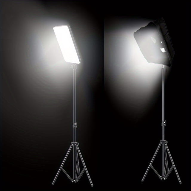 12 Inch LED Photography Video Light Panel Lighting Photo Studio Lamp Kit with Tripod Stand LED Video Light Diffuser, Grid Softbox 11.81in*9.06in for Shoot Live Streaming Watching Videos