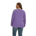 thumbnail image 6 of SHIBEVER Long Sleeve Shirts for Women Plus Size Womens Clothes Fall Shirts for Women Basic V Neck Tops for Women with Button Winter Cotton Purple 2XL, 6 of 10