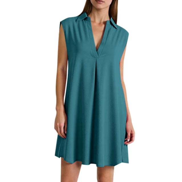 JFHHQ Robe en Tissu Extensible Femme Col en V Sans Manches Maillot de Bain Robe de Plage Décontractée Été Bikini Vêtement Extérieur TG Bleu