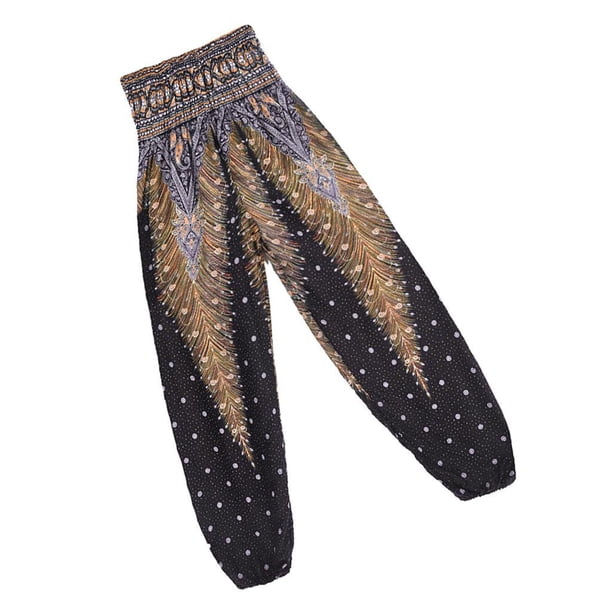 Pantalones de yoga hippies de Aladino para mujer india, pantalones harén holgados de genio gitano. Negro