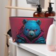 thumbnail image 5 of Toiletry Bag, Neon Cyberpunk Blue Bear Leather Waterproof Travel Makeup Cosmetic Bag Organizer, Large Capacity Toiletry Bag for Travel Size Toiletries, Skin Care Bag for Women, 5 of 8