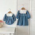 thumbnail image 2 of Body de manga larga con solapa bordada para niñas, vestido de princesa dulce para niños, vestido de hermanas para primavera y otoño, vestido de una pieza para niños pequeños, 2 of 6