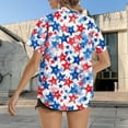 thumbnail image 3 of American Flag Shirts Women Patriotic Shirt 4th of July Tops USA Flag Red White Blue Top Button Up Blouse, 3 of 4