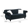 thumbnail image 5 of 77 Inches Nailhead Trim Velvet Loveseat with Crystal Tufting, Black- Saltoro Sherpi, 5 of 5