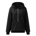 thumbnail image 5 of Diufon Womens Drawstring Hoodies Half Zipper Long Sleeve Tops Solid Color Sweatshirts with Pockets, 5 of 6
