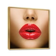 thumbnail image 3 of Sexy Woman Lips Beautiful Make-Up Close-Up Kiss 16 in x 16 in Framed Painting Canvas Art Print, by Designart, 3 of 5