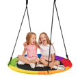 thumbnail image 1 of Costway Columpio de Platillo de 100 cm con Estructura de Metal Cuerdas Colgantes y Gancho Giratorio Columpio para Niños Carga 300 kg Multicolor, 1 of 10