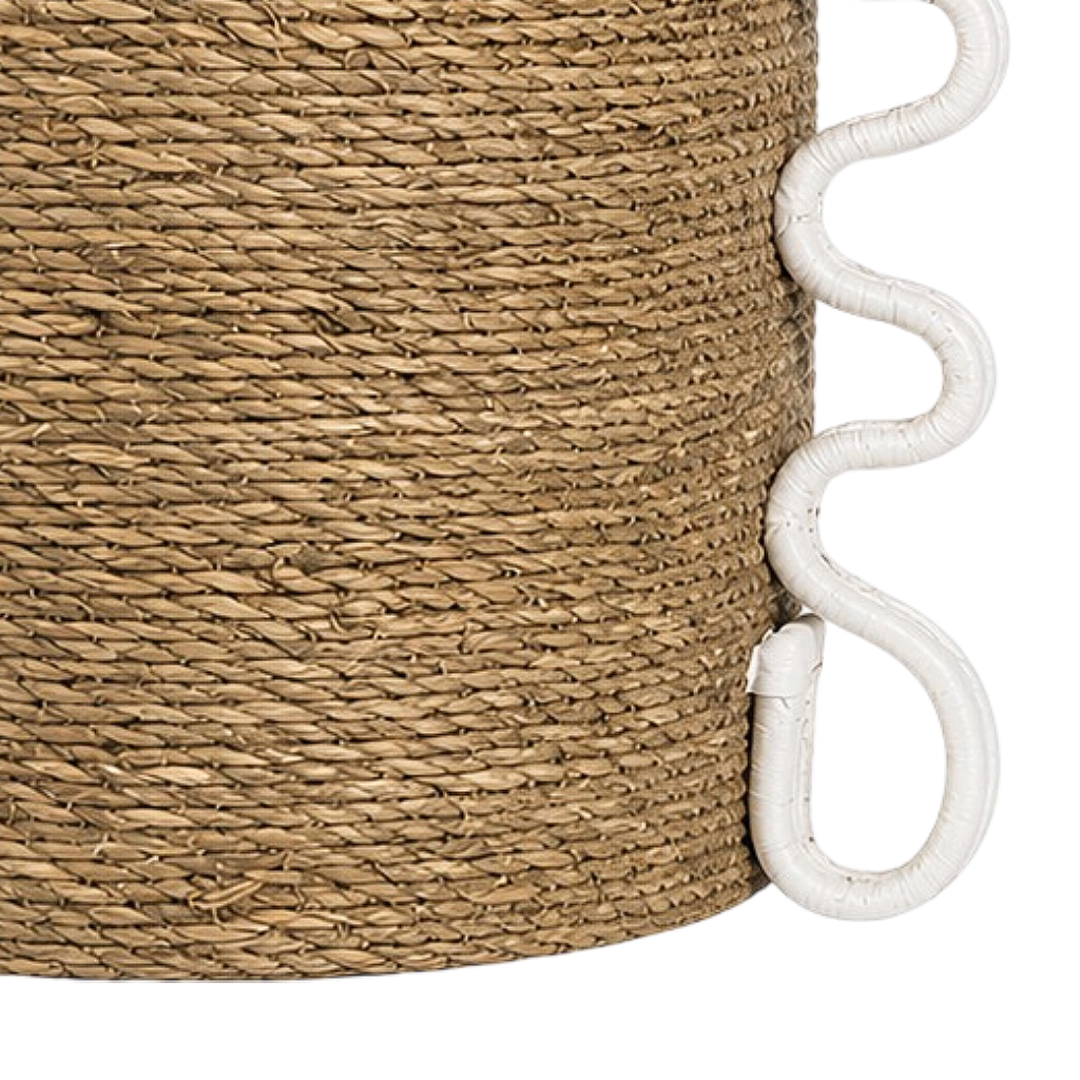 DecMode 10", 13"W Brown Seagrass Handmade Woven Storage Basket with Cream Arched Handles, 2-Pieces