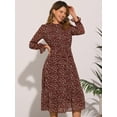 thumbnail image 4 of DARING DIVA Fall Floral Long Sleeve Chiffon Midi Dress S Wine Red, 4 of 6