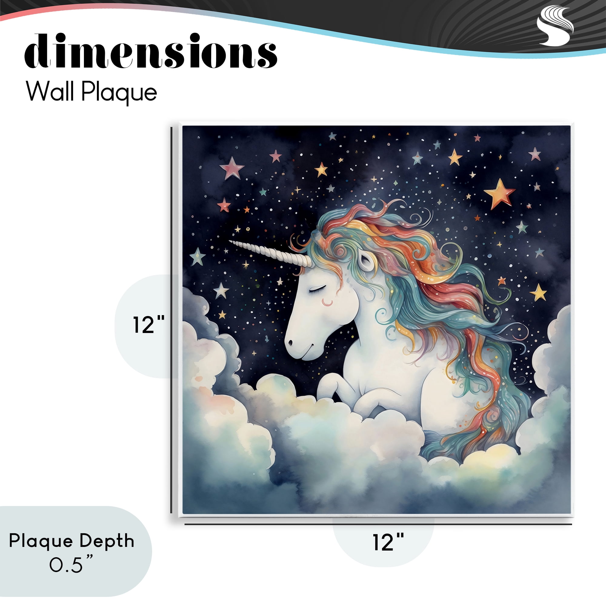 Stupell Industries Sleepy Unicorn in Starlit Clouds Wall Plaque Art, design by Creative Studio