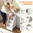 thumbnail image 5 of ANPOO Baby Changing Table with Stairs & Storage, 53.5"W Diaper Changing Station with Safety Strap, Nursery Changing Table with Drawer & Cabinet, Left Stairs, White, 5 of 11