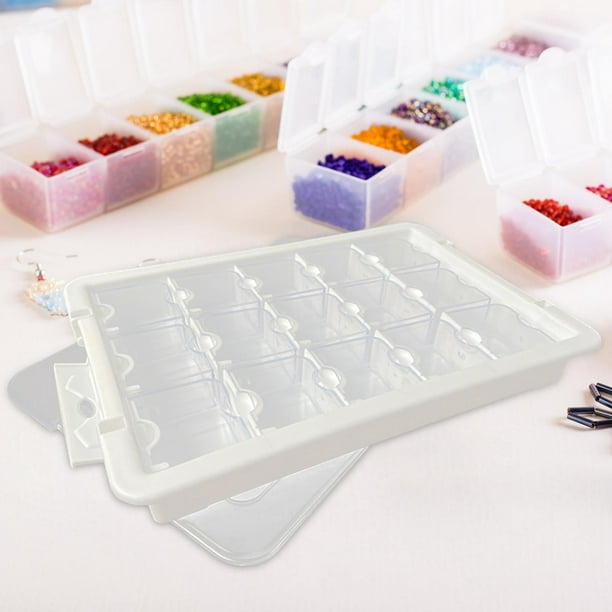 Runquan Bead Organizer Box Rectangle Grids Box for Nail Decoration Small  Items Rings 15 Grids 